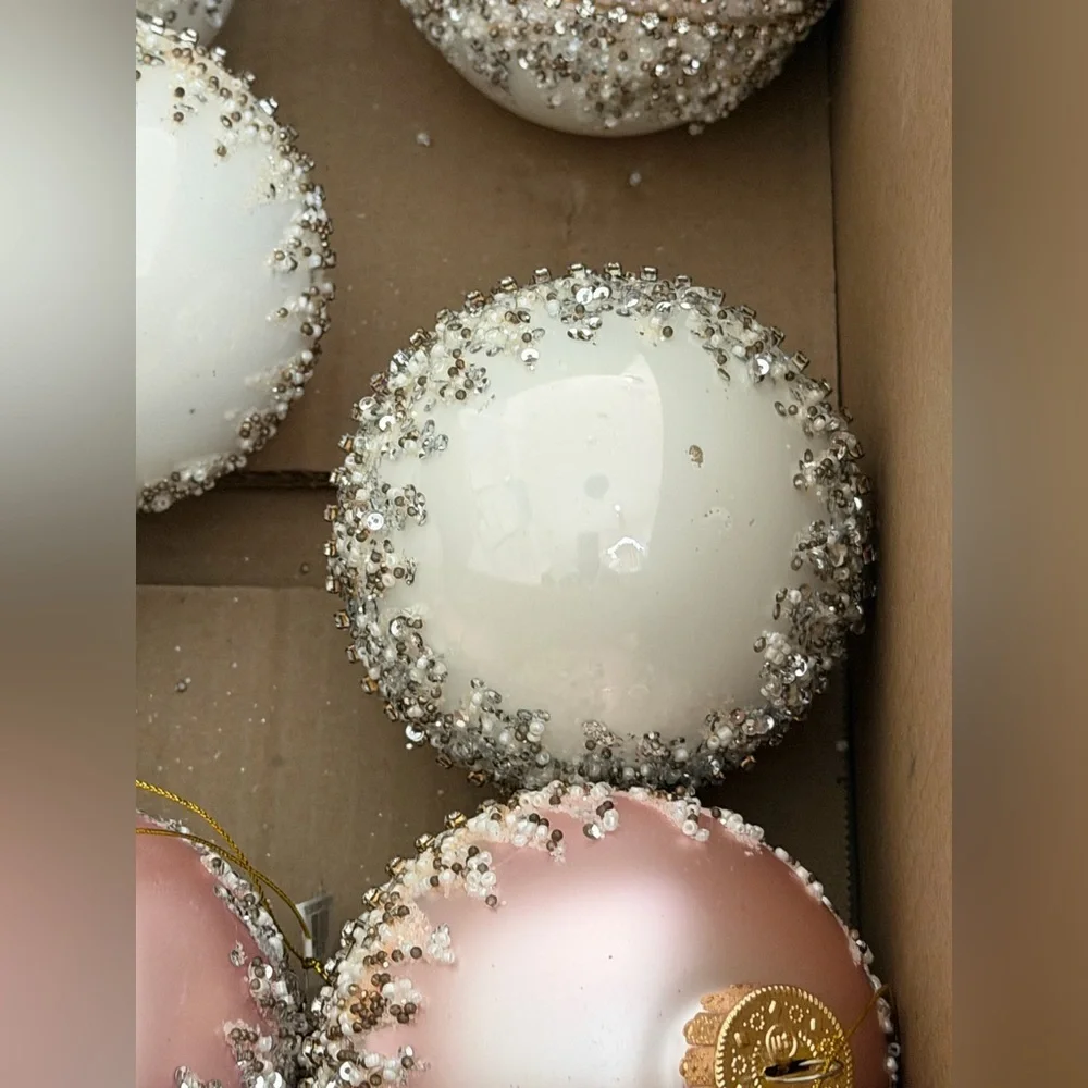 Set of 10 Elegant Pink Holiday Ornaments